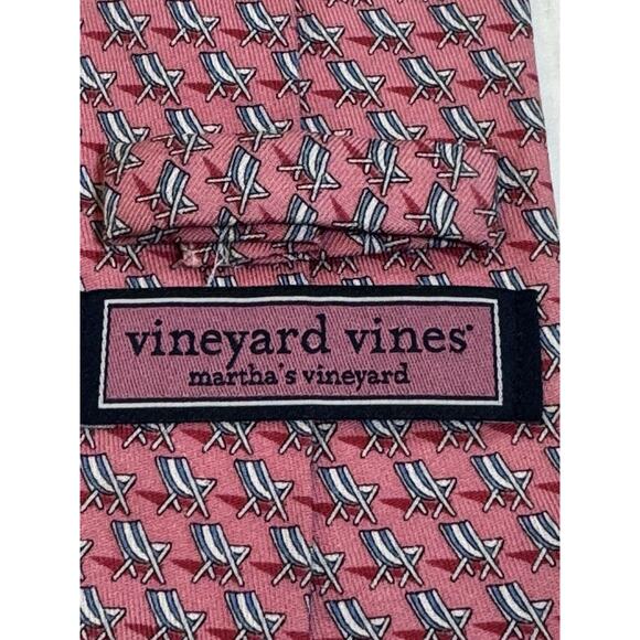 Vineyard Vines Pink Silk Tie Beach Chairs Preppy Summer - Picture 4 of 8